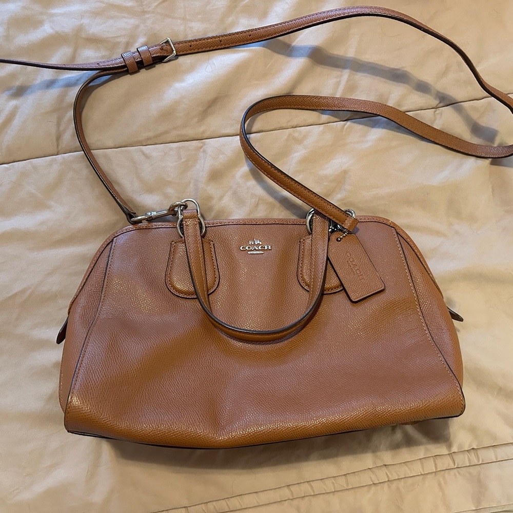 Coach Tan Leather Crossbody Satchel